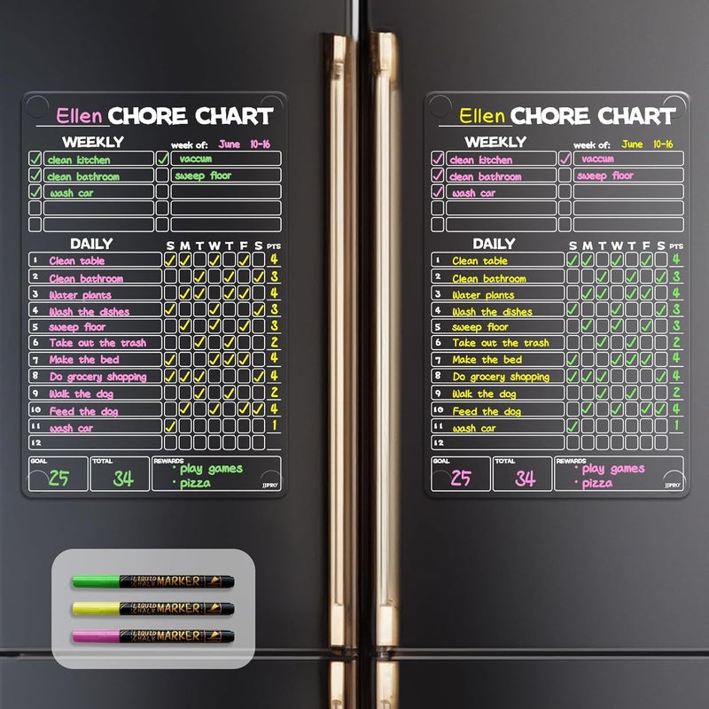 JJPRO Non-Magnetic Dry Erase Chore Chart for Fridge, 8.5"x13" Clear Reusable Chore Board, Dry Erase Chore Chart for Refrigerator,Cabinet,Wall&Glass, All Smooth Surfaces - Image 1